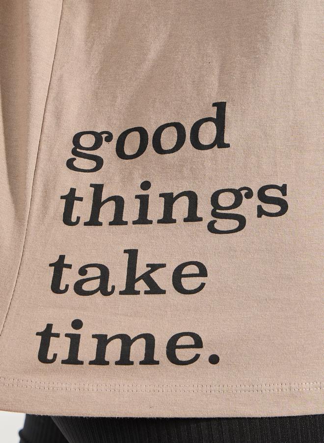 Styli Oversized Slogan Print Longline T-Shirt - Image 3